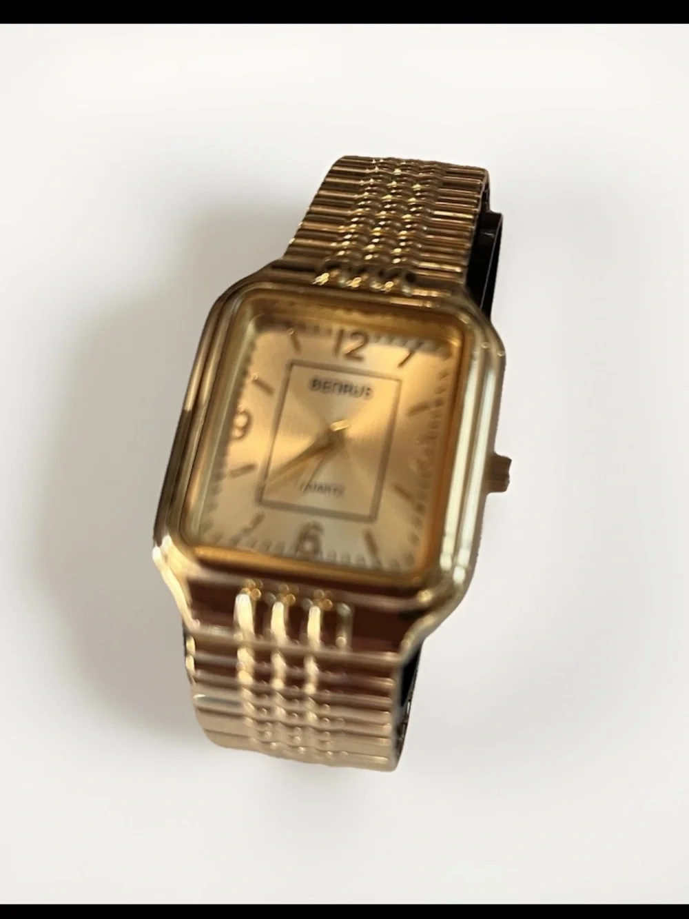 VTG Benrus Men Watch Quartz NOS Case/Papers Gold-tone Dial BN201M NIB Stretch